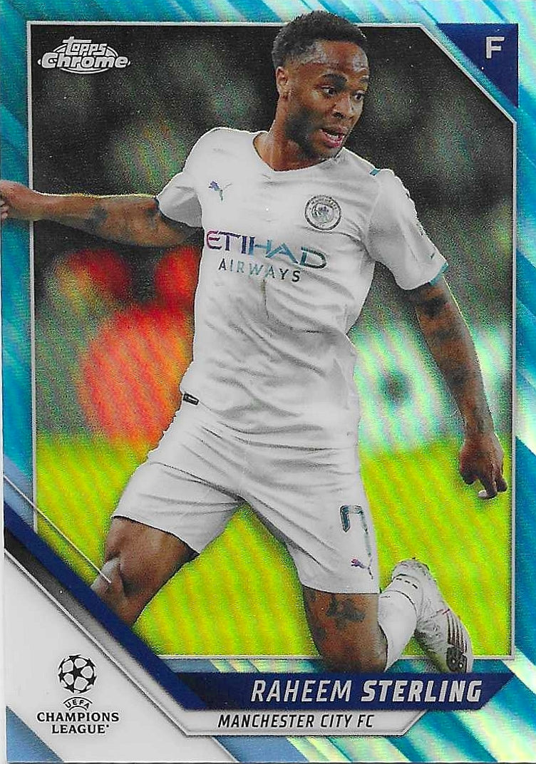 Raheem Sterling - 2021-22 Topps Chrome UEFA Champions League - Blue Refractors /150 - Manchester City