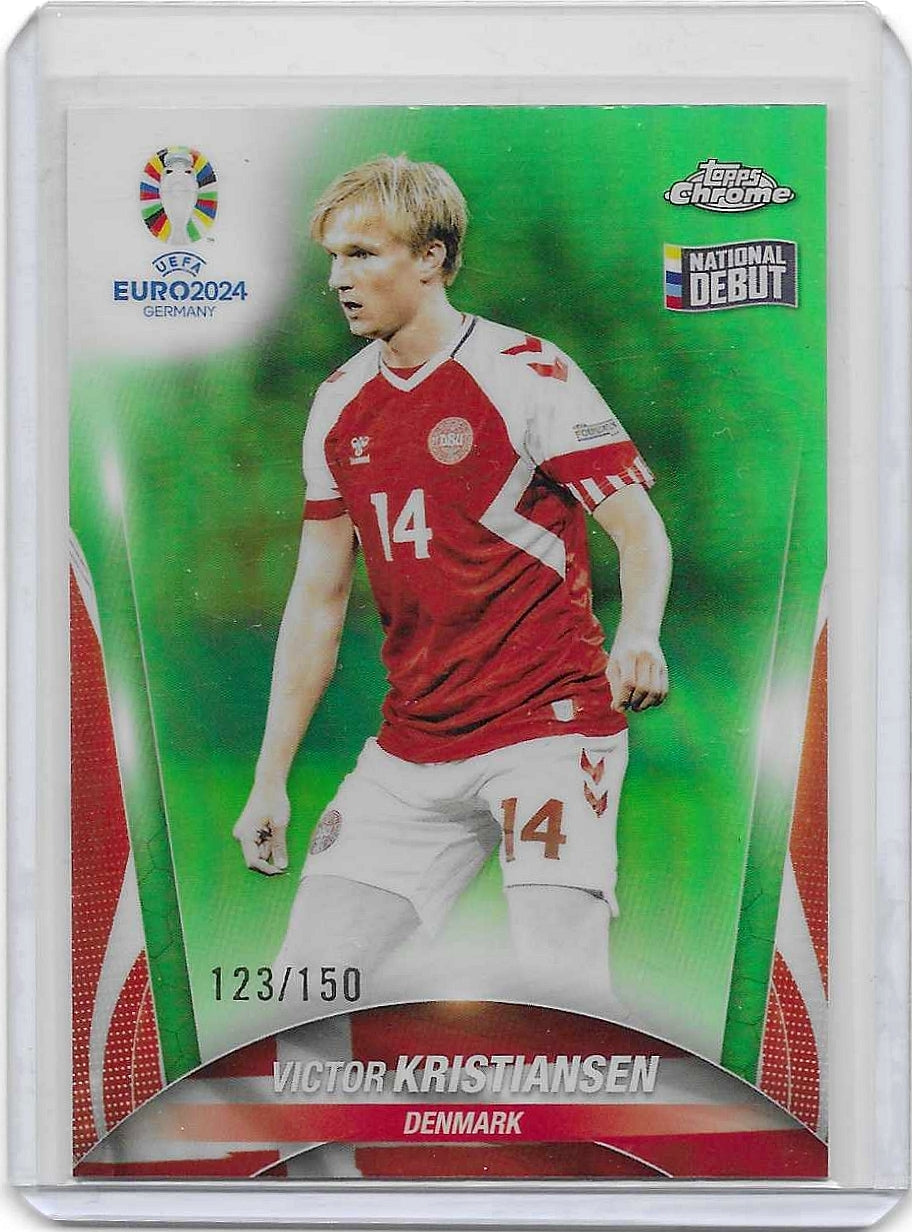 Victor Kristiansen - 2024 Topps Chrome UEFA Euro - Neon Green Refractor /150 - Danmark