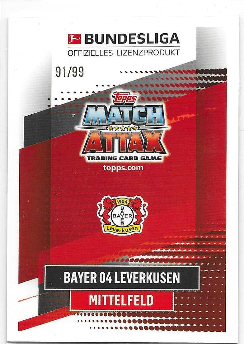Florian Wirtz - Topps Chrome Match Attax 2020 - Green /99 - Rookie - Leverkusen