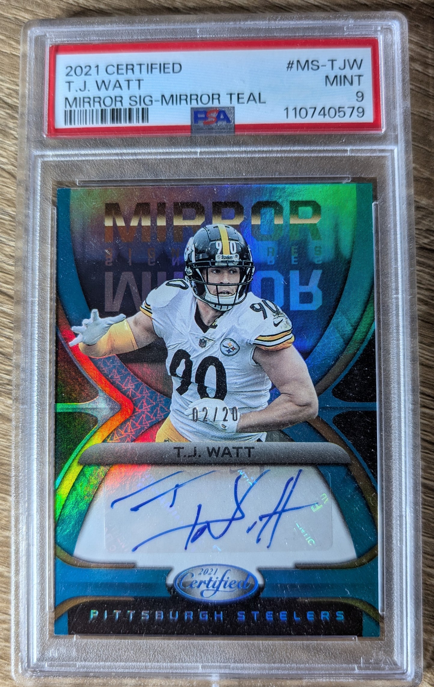 TJ Watt - 2021 Certified - Mirror Signature/20 - PSA - Pittsburgh Steelers