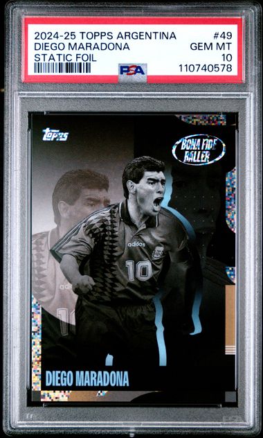 Diego Maradona - 2024-25 Topps Argentina Team Set - Static Foil - Pop 1 - PSA 10