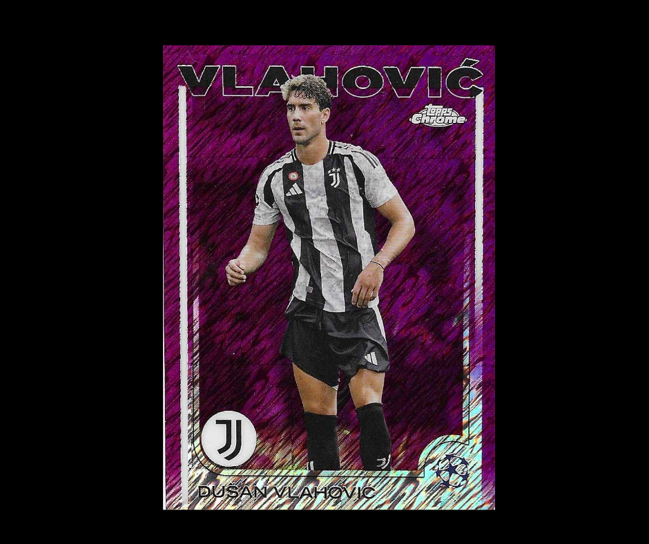Dusan Vlahovic - 2024-25 Topps Chrome UEFA Club Competitions - Magenta Shimmer Refractors - Juventus