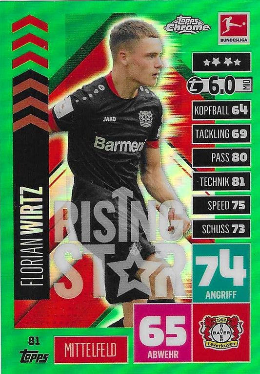 Florian Wirtz - Topps Chrome Match Attax 2020 - Green /99 - Rookie - Leverkusen