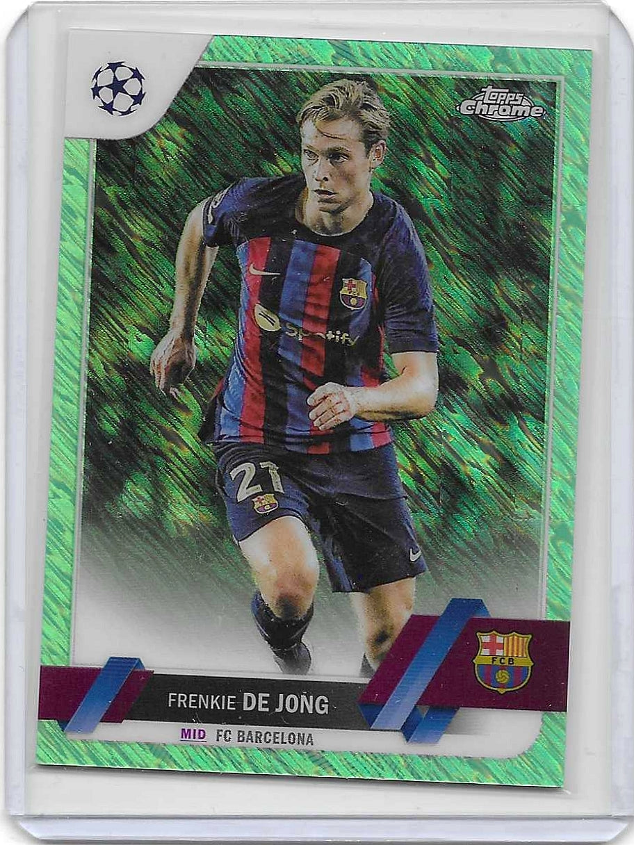Frenkie De Jong - 2022-23 Topps Chrome UEFA Club Competitions - Neon Green Shimmer Refractor /399