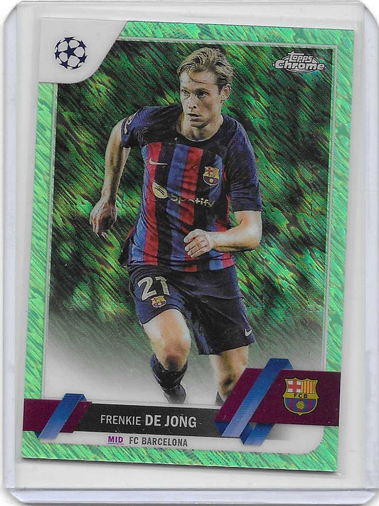 Frenkie De Jong - 2022-23 Topps Chrome UEFA Club Competitions - Neon Green Shimmer Refractor /399