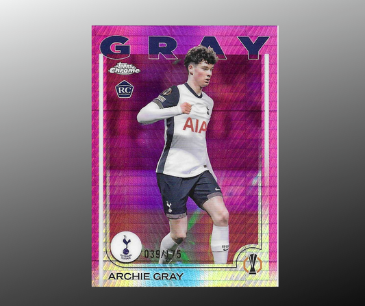 Gray - 2024-25 Topps Chrome UEFA Club Competitions - Pink Lava Refractor /175 - Tottenham