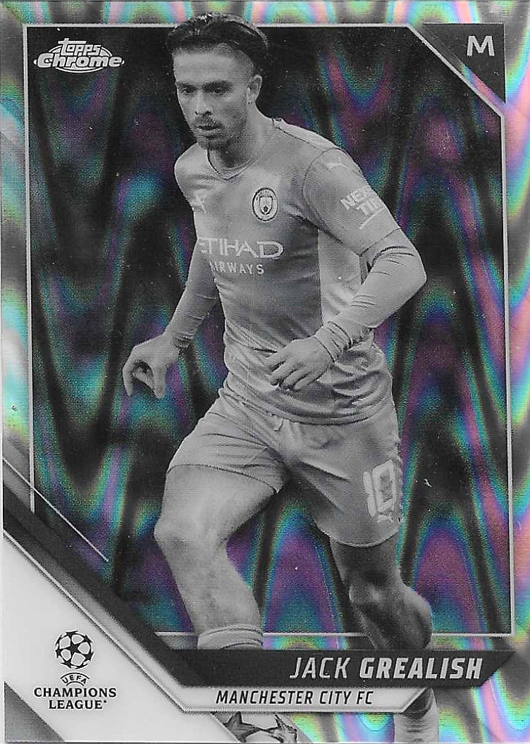 Jack Grealish - 2021-22 Topps Chrome UEFA Champions League - Black and White Ray Wave - Manchester City