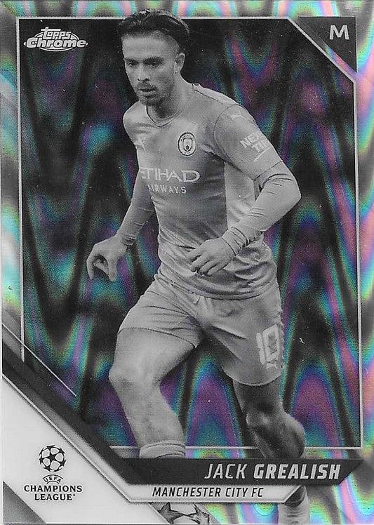 Jack Grealish - 2021-22 Topps Chrome UEFA Champions League - Black and White Ray Wave - Manchester City