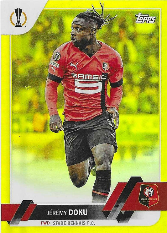 Jeremy Doku - 2022-23 Topps UEFA Club Competitions Soccer - Yellow Foil /299 - Rennes
