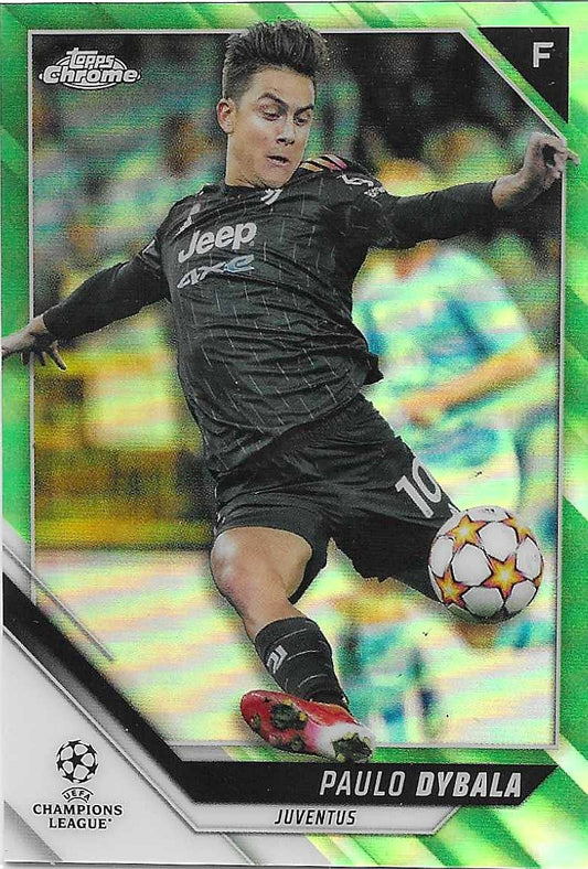 Paulo Dybala 2021-22 Topps Chrome UEFA Champions League - Neon Green Refractors /99 - Juventus