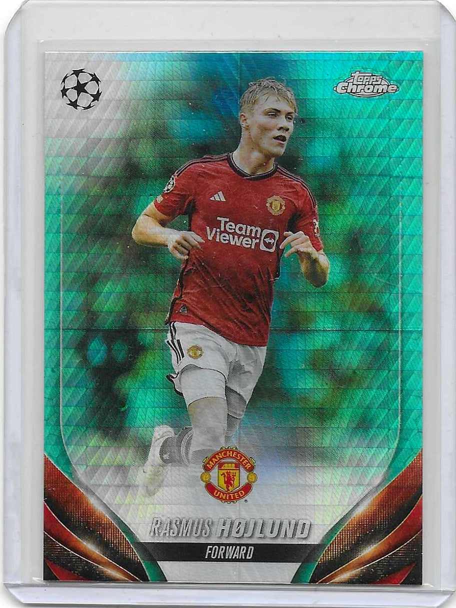 Rasmus Højlund - 2023-24 Topps Chrome UEFA Club Competitions - Aqua Prism Refractor