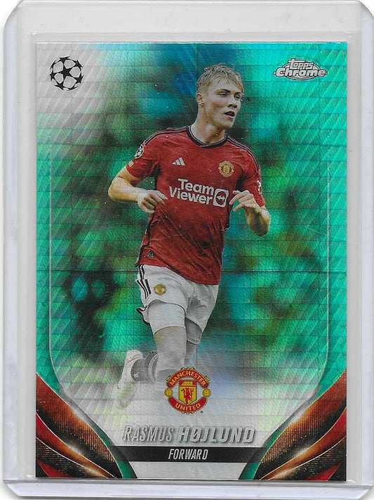 Rasmus Højlund - 2023-24 Topps Chrome UEFA Club Competitions - Aqua Prism Refractor