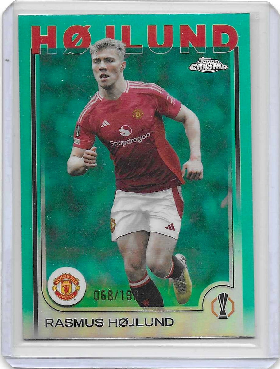Rasmus Højlund - 2024-25 Topps Chrome UEFA Club Competitions - Teal /199 - Manchester United
