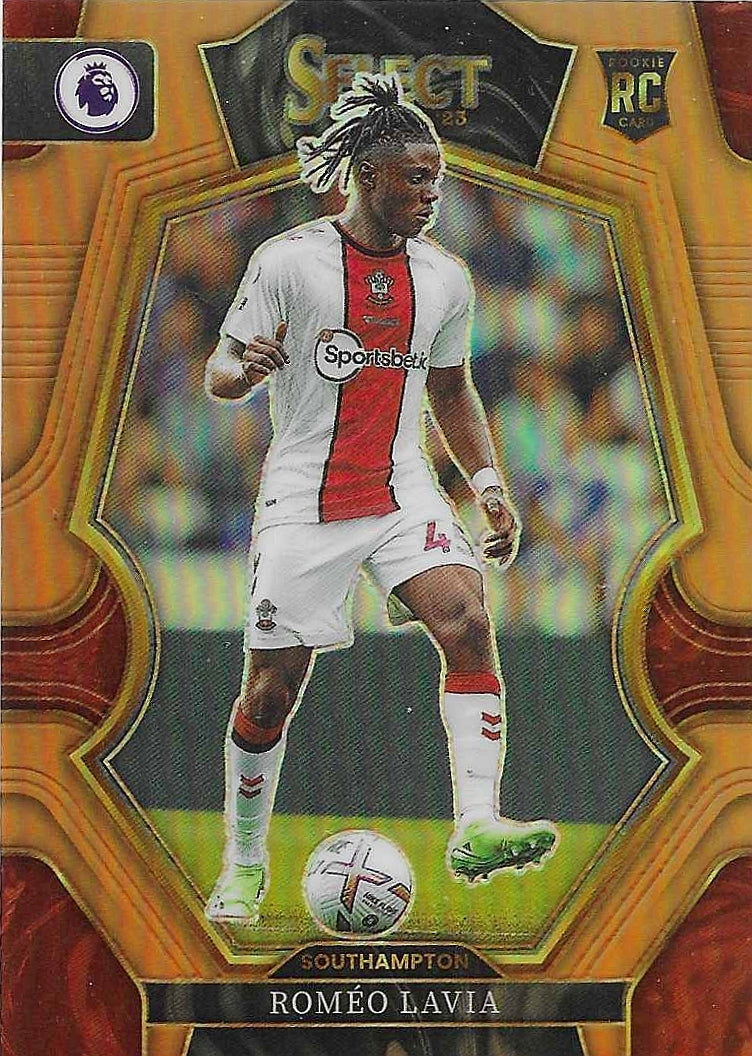 Romeo Lavia - 2022-23 Select Premier League Soccer - Orange Refractor /75 - Rookie - Southampton
