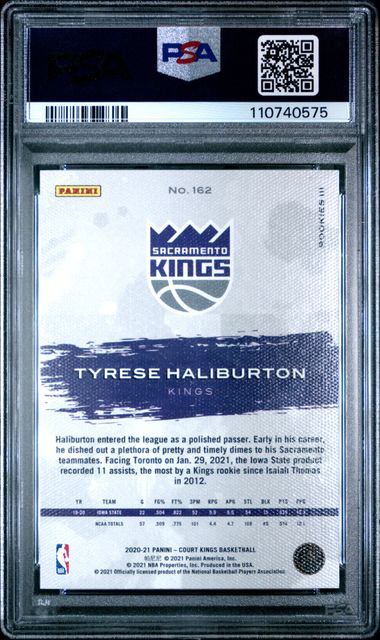 Tyrese Haliburton - 2020 Panini Court Kings - Rookie level lll - PSA 10
