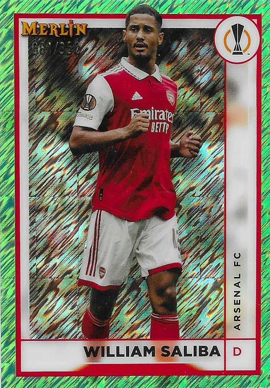 William Saliba - 2022-23 Topps Merlin UEFA - Neon Green Shimmer Refractors /350 - Arsenal
