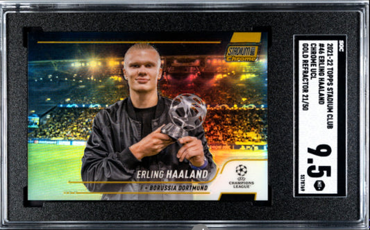 Erling Haaland - 2021-22 Topps Stadium Club Chrome Ucl - Gold Refractor /50 - SGC 9.5 - Dortmund
