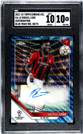 Rafael Leao - 2021-22 Topps Chrome Ucl - Blue Wave Refractor /75 - SGC 10/10 - AC Milan